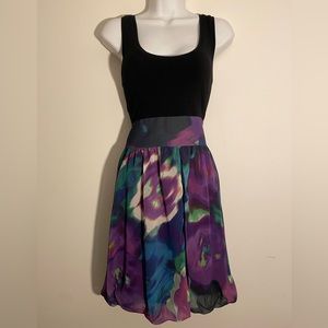 Black and floral a-line dress